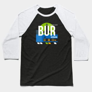 Burbank (BUR) Airport // Retro Sunset Baggage Tag Baseball T-Shirt